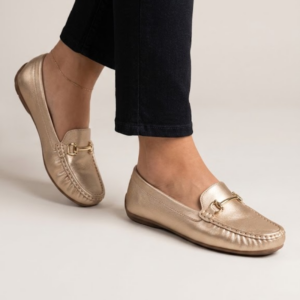 Mocassim Metalizado Dourado Modare Feminino Confortável