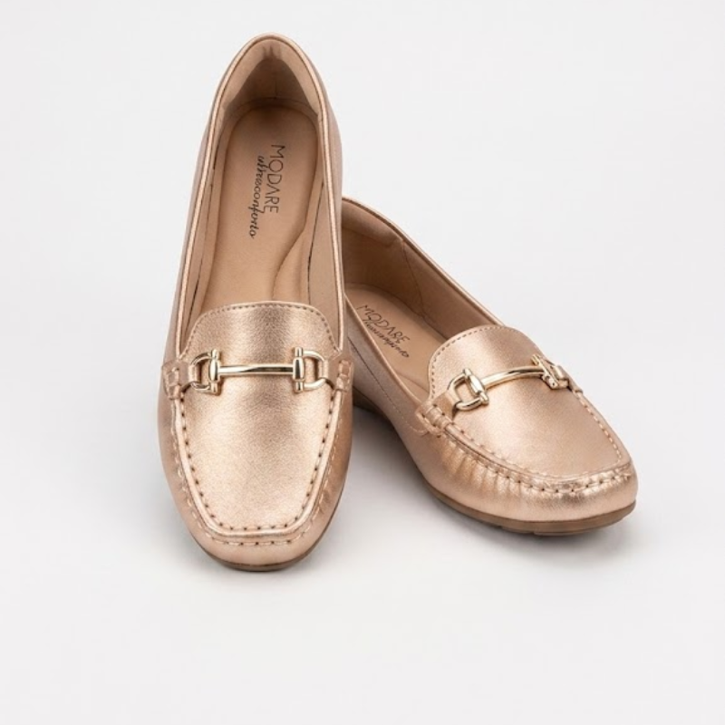 Mocassim Metalizado Dourado Modare Feminino Confortável - Imagem 2